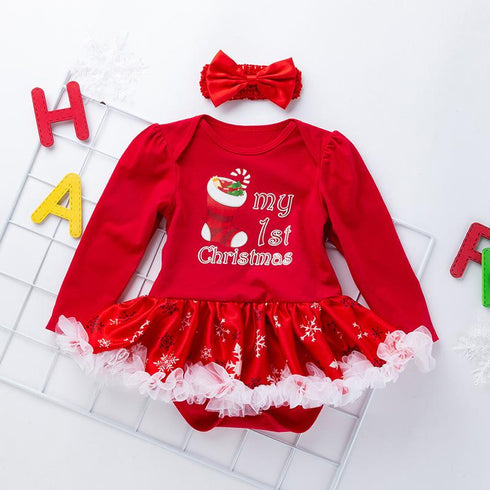 Christmas Baby Long Sleeve Ha Dress Jacket Climbing Dress Infant Festival Suit