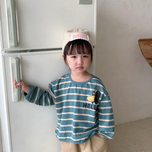 Striped Simple Loose Children's Long Sleeve Top