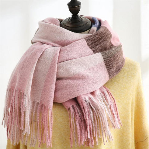 Fashion Plaid Scarf Sweet Cashmere Scarf Thickened Warm Shawl