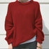 Fall Winter Loose Solid Color Crewneck Knit Pullover