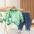 Casual Round Neck Diagonal Long Sleeve Suit Boy Baby Jeans Pants Two-piece Set