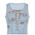 Butterfly Embroidery Denim Bandage Vest Round Neck Blouse