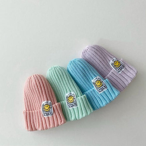 Baby patch smiley candy-colored wool hat smiley cone hat