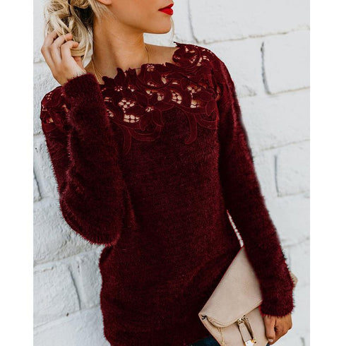 Mosaic Lace Long Sleeve Sweater