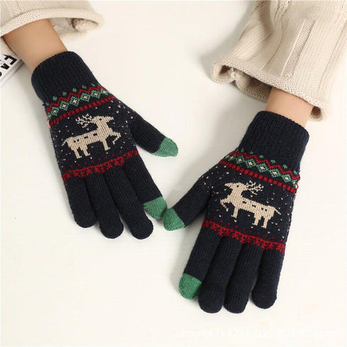 Fawn plus velvet padded cold-proof warm riding gloves