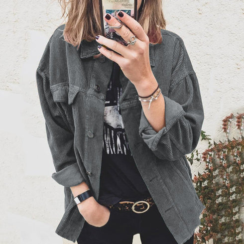 Corduroy Button Loose Shirt