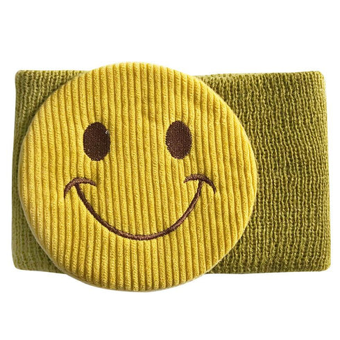 Cartoon smiley face-protecting knitted wool warm hair band