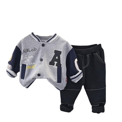 Children's spring and autumn baseball suit cardigan suit