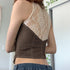 Lace Stitched Vest With Perspective Irregular Hem