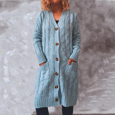 Autumn and winter single-breasted twist pocket knitted cardigan