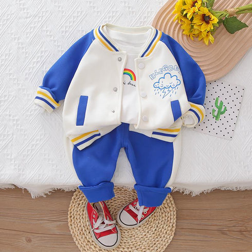 Spring and Autumn Boys Sports Baseball Suit Set of Three