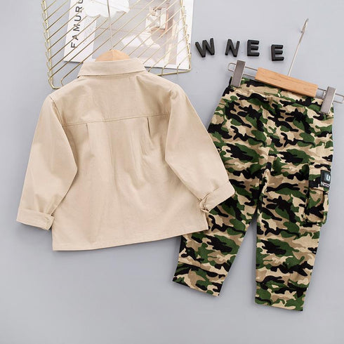 Spring and Autumn Children's Shirt Set Two-Piece Set