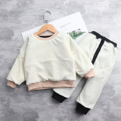 Winter children's leisure and velvet suit two-piece set
