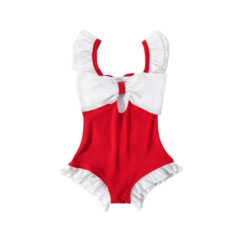 Girl's One-Piece Swimsuit Girl's Strap Bow Swimsuit