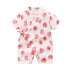 Summer short sleeve kimono baby breathable crepe print jumpsuit