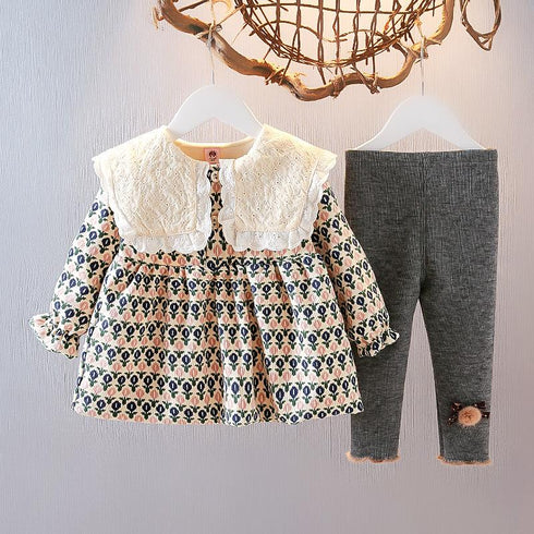Girl's Floral Top Two-Piece Set