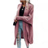 Fall winter lapel bat sleeve knit long sweater cardigan