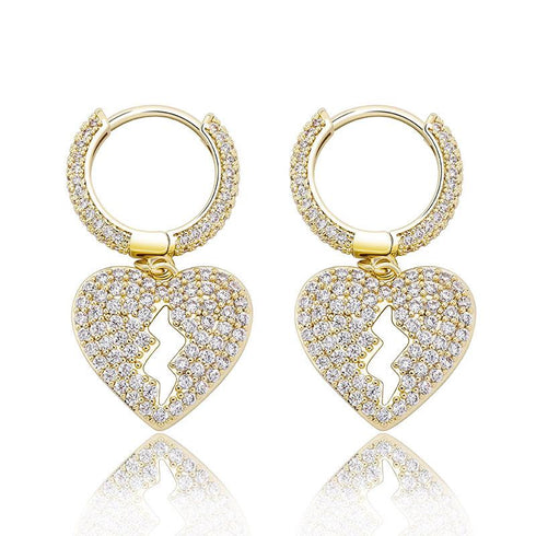 Heartbreak Love Earrings Zircon Hip Hop Simple Women's Earrings Jewelry