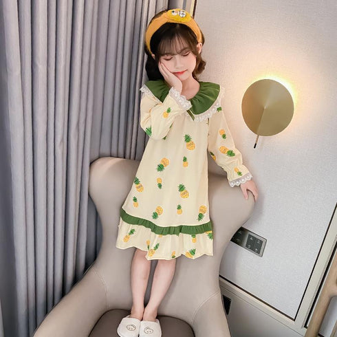 Spring And Autumn Girls Long Sleeve Home Dress Sleeping Dress