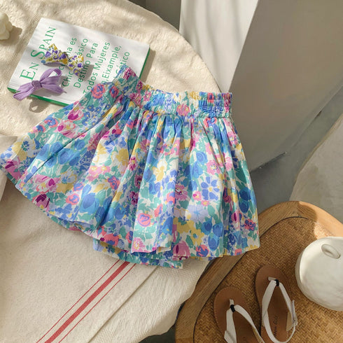 Children's floral loose shorts