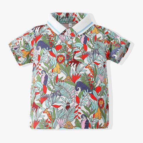 Summer boy cartoon animal polo shirt