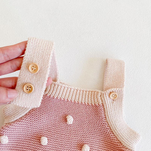 Handmade ball knitted wool jumpsuit with fart coat triangle climbing suit