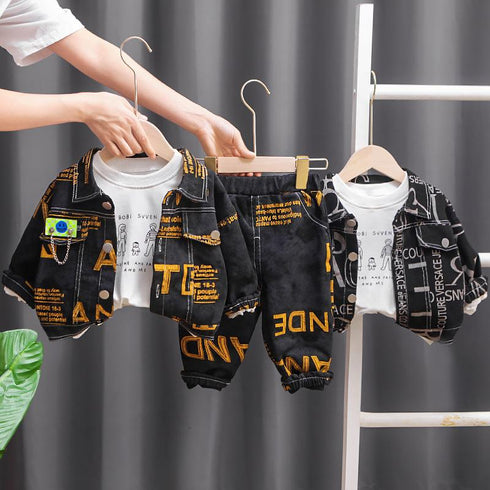 Spring and Autumn Children's Suit Long Sleeve Three-Piece Set