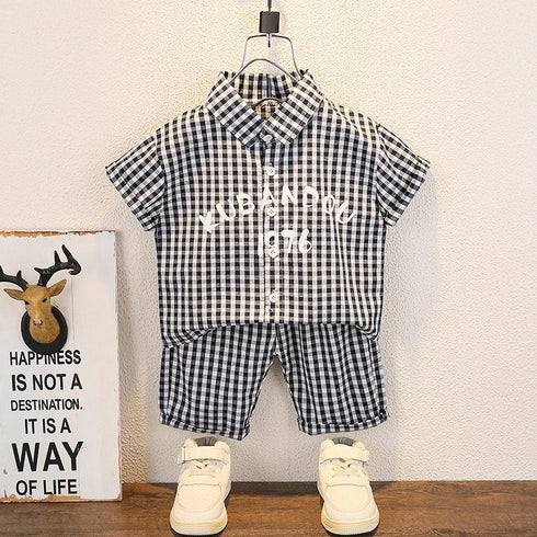 Children's short sleeve suit short sleeve shorts two-piece set