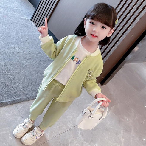 Spring And Autumn Girls Leisure Foreign-style Zipper Set