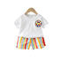 Summer Boys Rainbow Smiley Printed T-Shirt Casual Pants Two-Piece Set