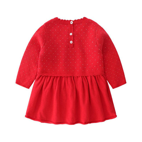 Children's autumn and winter season wool dress with hairpin cotton princess skirt