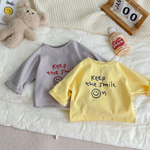 Comfortable And Versatile Pullover Smiley Face Simple T-shirt