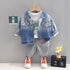 Lapel Denim Long Sleeve Three Piece Baby Boys' Casual Pants Set