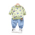 Spring and Autumn Boys Fleece Jeans Set