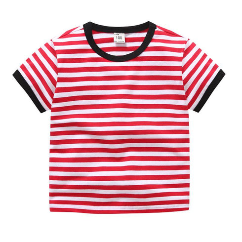 Summer Boys' And Girls' Stripe Short Sleeve T-shirt