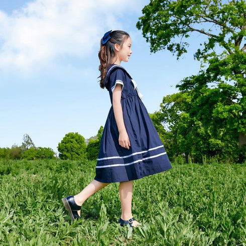 College Style Summer Dress Children's Navy Collar Skirt