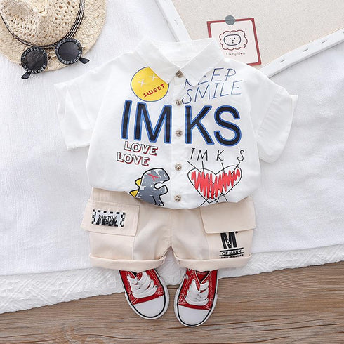 Cartoon Lapel Shirt Short Sleeve Suit