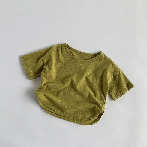 Slub Cotton Short Sleeve T-shirt Versatile Cotton Personalized T-Shirt Baby Top
