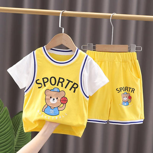 Summer children's casual short sleeve T-shirt set