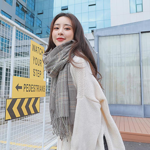 Warm Cashmere Scarf Long Fringed Shawl