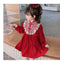 Sweet princess dress winter style foreign style red birthday party dress