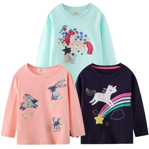 Girls Long Sleeve T-shirt European And American Autumn New Cartoon Printed Jacket