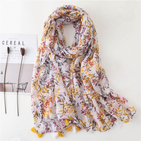 Small Fresh Cotton and Hemp Scarf Bohemian Printed Scarf