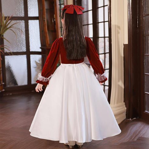 Velvet Red High Sense Evening Dress Dress Winter Festival Christmas Dress