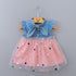 Summer New Baby Girl Stitching Dress Fly Sleeve Five-pointed Star Mesh Dress Cute Sweet