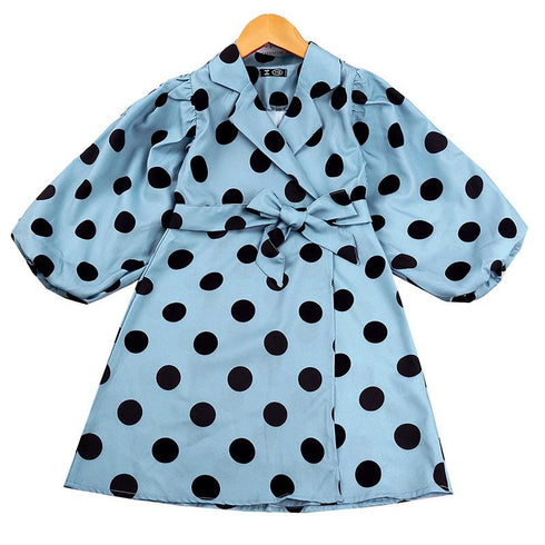 Girls' Coat Dot Long Sleeve Belt Trenchcoat