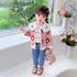 Cherry Bear Knitted Cardigan Three Piece Set Baby Girl Lapel Shirt Long Sleeve Set