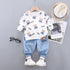Spring and Autumn Boys Fleece Jeans Set