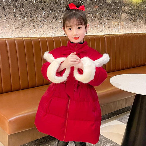Festival cotton-padded jacket New Year Christmas long princess wind cotton-padded jacket