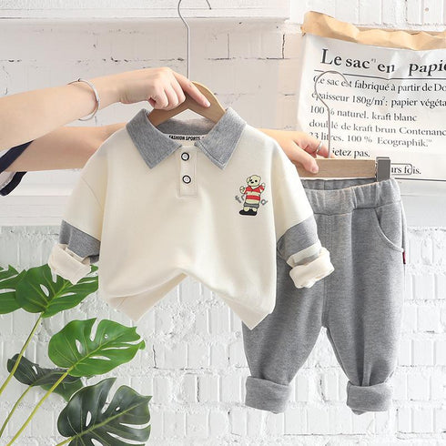 Spring and Autumn Boys' Long Sleeve Suit Two-Piece Set
